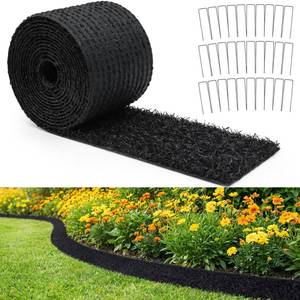 lot 5886 image: Nuanchu 5.5 in x 20 ft Recycled Rubber Walkway, Black Rubber Mulch Mat Roll for Landscaping Outdoor, Imitation Grass Design Natural Looking Mulch Solution for Garden Pathway, Barrier & Edging Border