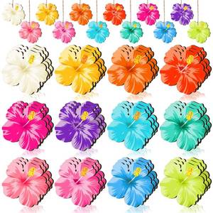 lot 5895 image: Maitys 36 Pcs Spring Flower Ornaments for Tree Hawaiian Wooden Flower Decorate Wooden Hibiscus Daisy Hanging Decor for Birthday Wedding Baby Shower Themed Summer Holiday Party Decoration(Hibiscus)