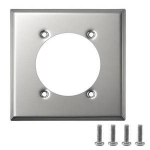 lot 5897 image: RUHUALIFE Receptacle Wall Plate 2 Gang Outlet Cover Wall Plate 2-3164Hole Diameter with 4 Screws Stainless Steel Compatible with Hubbell Bryant 9450A NEMA14-50R Replace# SS701 313292