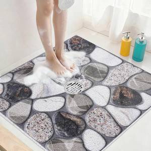 lot 5900 image: Square Shower Mat Non Slip 32x32 Inch Extra Large Shower Mats with Drain Hole in Middle -Anti Slip Shower Mats for Inside Shower -Loofah Shower Floor Mat Bath Mat for Shower Stall Bathtub Elderly - Retail $27