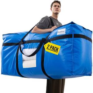 lot 5903 image: TAILI 69 Gallon Extra Large Storage Bag, XXL Blue Heavy Duty Moving Bag For Storage with Visible Window, Wrap Around Handles, Totes for Space Saving, Alternative to Moving Boxes - Retail $34
