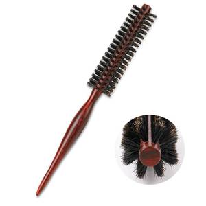 lot 5912 image: Small Boar Bristle Round Brush for Blow Drying, Styling - Wooden Handle, Soft Natural Bristles for ShortThin Hair, Women and Mens Beard