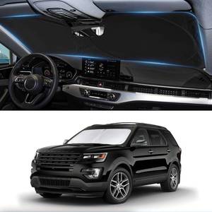 lot 5920 image: Sunshade for Explorer Windshield Sun Shade for 2019 2018-2011 Ford Explorer SUV, ST XLT, Limited, Platinum Accessories Foldable Front Window Shield Cover Sun Visor Protector Block UV Heat Reflector