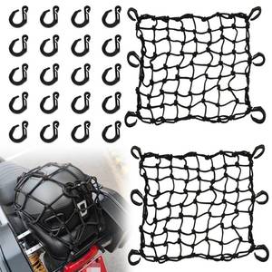 lot 5929 image: 2 Pack Motorcycle Cargo Net, Heavy Duty Bungee Net for Helmet, Small Elastic Mesh, Luggage Cargo Nets with Adjustable Hooks, Elastic Cargo Mesh for Motorbike, ATV