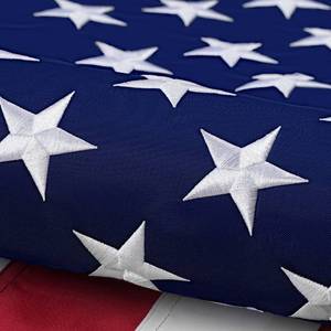 lot 5933 image: 3 x 5 American Flag 3x5 ft Long Lasting US Flag, Heavy Duty Nylon, Embroidered Stars, Sewn Stripes, Brass Grommets, UV Protection Perfect for Outdoors USA Flag