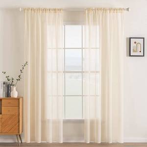 lot 5938 image: MIULEE 2 Panels Solid Color Sheer Window Curtains Elegant Window Voile PanelsDrapesTreatment for Bedroom Living Room (54 X 96 Inches Cream Beige)