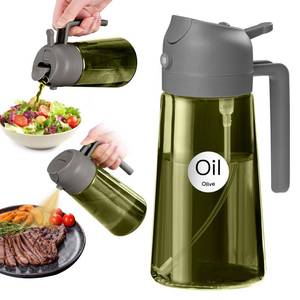 lot 5946 image: YARRAMATE 16oz470ml Dark Green Oil Sprayer for Cooking with Stickers, Food-grade Premium 2 in 1 Olive Oil Dispenser Bottle for Kitchen Gadgets, Air Fryer, Salad, Frying, BBQ (Grey)