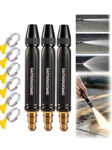 lot 5957 image: 3PCS High Pressure Power Washer Nozzle with Metal Connector Set, Garden Hose Sprayer for Car Washing and Outdoor Cleaning for Car, Garden, Patio & Floor Cleaning (with 6 Clamps)