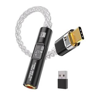 lot 5964 image: USB C to 3.5mm Audio Adapter with Dual Chip CX31993 MAX97220 DAC & HiFi Amplifier, 8-Strand 4N Single Crystal Silver-Plated Copper Cable,USBC to Headphones Aux Dongle for Android iPhone PC Mac (Black)