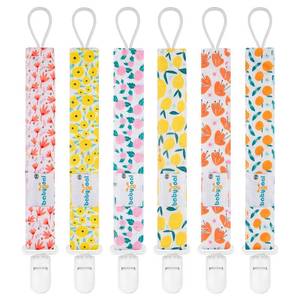 lot 5976 image: babygoal Floral Pacifier Clips, 5 Pack Binky Paci Holder Clips Leashes Fits for Most Baby Pacifiers and Binkies