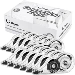 lot 5980 image: Unjoo White Correction Tape, Easy To Use Applicator for Instant Corrections Wrong Writing At Any Time, For school, Office (12pack, 5M196 x 0.2, Black)