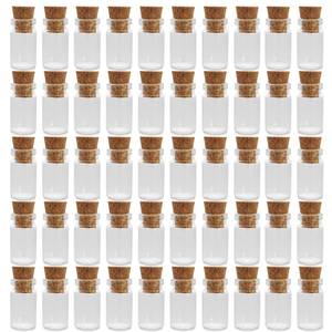 lot 5989 image: Clear Glass Jars Bottles 50 Pack Mini, Tiny, Cork Stoppers, Arts & Crafts, Projects, Decoration, Party Favors, 18mm x 10mm Diameter