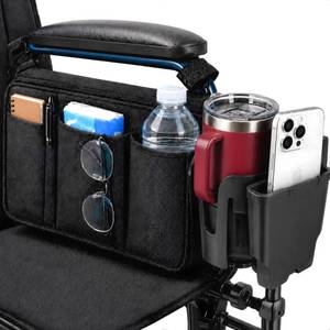 lot 5991 image: Wheelchair Accessories, Wheelchair Cup Holder, Wheelchair Side Bag, 360° Rotatable & Strong Clip Cup Holder for Wheelchair, Mobility Scooter, Walker Accessories for Seniors, Adults