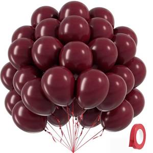 lot 5998 image: Pack of 2 Burgundy Balloons 12 inch, Maroon Balloons 50pcs Party Balloons for Birthday Graduation Wedding Baby Shower Valentines Day Party Decorations