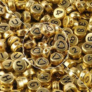 lot 6022 image: Yochus 1000pcs Gold Letter Beads for Bracelets, 4x7mm Black Alphabet A-Z Beads Friendship Bracelets Jewelry Making Kit Earring Bracelet Making Kit for Teen Gifts
