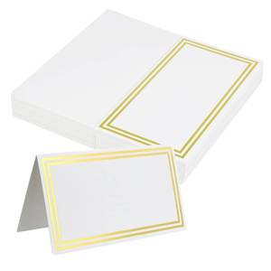lot 6031 image: Premium Place Cards, Used for Table Decoration, Seat Cards with Double Gold Foil Border, 2x3.5-Inch Tent Cards - Perfect for Weddings, Tables, Dinner Parties (50 Pack)