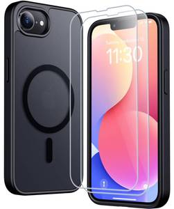 lot 6035 image: SPIDERCASE for iPhone 16e CaseiPhone 17e Case, Magnetic Translucent Matte Case with 2PCS Tempered Glass Screen Protector Slim Phone Case for iPhone 16e17e 6.1, Black