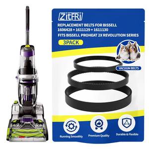 lot 6041 image: ZITFRI Replacement Belt Set for Bissell ProHeat 2X Revolution Pet Pro Carpet Cleaner 1986, 1548, 2007, 1551, 1964 Replaces 1606428, 1611129, 1611130 - 3 Types Flat, Brush and Gear Belt (3-Pack)