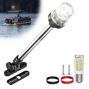lot 6049 image: AMBIPASION 12 Inches Bimini Light for Pontoon Boat, Pontoon Navigation Lights Anchor Light Stern Lights for Bimini Top Mount Waterproof IP67, White Fold Down LED Marine Boat Rear Running Lighting