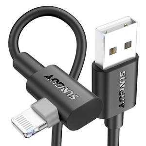 lot 6053 image: SUNGUY USB A to Lightning Cable Right Angle, 2-Pack 3FT 90 Degree iPhone Charger Cord for CarPlay, Gaming, Bedside & Daily Charging, for iPhone 14131211 Pro MaxXS MaxXRXS, iPad, iPod