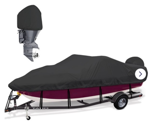 lot 6062 image: Mionovity Boat Covers 17-19ft, Waterproof Bass Boat Cover 17 18 19 Foot, 17-19 Boat Cover, 800D Canvas Heavy Duty Boat Cover 17 feet with Motor Cover, Fits V-Hull, Fishing, Runabout Bowrider Boat - Retail $80
