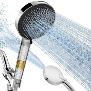lot 6093 image: SR SUN RISE NSF Certified Filtered Shower Head with Handheld for Hard Water to Remove Chlorine High Pressure 9-Spray Setting (with Power Wash) Anti-Clog Nozzles (1 Filter, Chrome Silver) - Retail $26