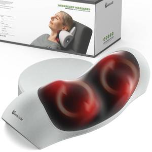 lot 6094 image: swancode Upgraded 3-in-1 Neck Massager Pillow with Heat, Portable Cordless Neck Massager for Pain Relief Deep Tissue, Rechargeable Pillow Massager for Neck & Shoulder Relaxation (Gray) - Retail $100