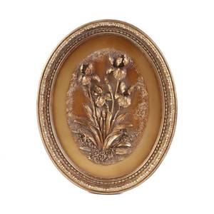 lot 6099 image: Kangce Vintage Wall Sculptures,Vintage Wall Decor,Antique Wall Art with Hand-Carved Iris Pattern,Ornate Victorian Home Decor,for Living Room, Bedroom,Hallway Gallery,Oval,Bronze - Retail $24
