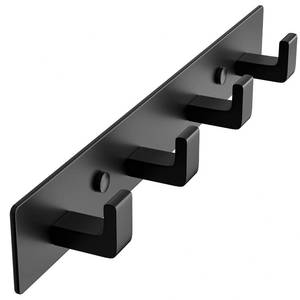 lot 6100 image: GWAAZXGZ Black Coat Rack Wall Mount - 12.5 inch Modern Metal Hook Rail with 4 Right-Angle Hooks, Drill-Mounted Organizer for Coats, Hats, Bags in Entryway, Bathroom, Bedroom (1 Pack)