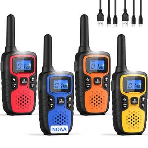 lot 6104 image: Wishouse Walkie Talkies for Adults Long Range-Rechargeable 4 Pack 2 Way Radios, Hiking Accessories Camping Gear Xmas Birthday Gift for Kids Family with Lamp,SOS Siren,NOAA Weather Alert,Easy to Use - Retail $60