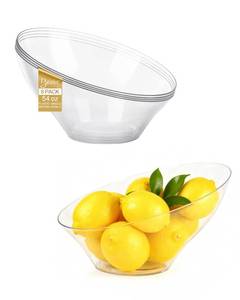 lot 6121 image: BESTSTAR Clear Plastic Serving Bowls 8 Pack 54 OZ Angled Disposable Party Bowls for Chips, Salad, Fruit & Candy Heavy Duty Clear Serving Bowls for Parties, Buffet, Catering, Wedding, Daily Use