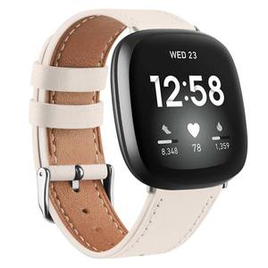 lot 6143 image: Meliya Leather Watch Bands Compatible with Fitbit Versa 4 BandsFitbit Versa 3 BandsSense 2 BandsFitbit Sense Watch Bands for Women Men, Classic Genuine Leather Wristband Straps (Starlight)
