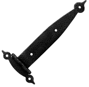 lot 6163 image: Traditional Forged Iron Rustic Strap Cabinet Hinge, Pack of 4 (Black)