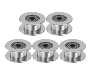 lot 6173 image: Uxcell 5pcs 2GT Idler Pulley 3mm Bore 18mm Dia. Aluminum Timing Belt for 6mm Width Belt 3D Printer, Silver Tone