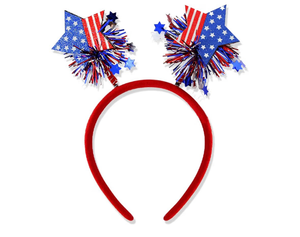 lot 6199 image: 4th of July Headband Independence Day Hair Accessories Patriotic Party Hair Supplies USA Flag Star Design Blue Red Ribbon Stars Hair Decoration Hair Hoop for Women
