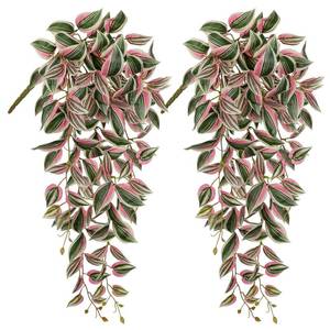 lot 6205 image: DILATATA Fake Hanging Plants Artificial Hanging Plants 92 Leaves Faux Wandering Jew Hanging Leaves Plants for Wall Shelf Home Indoor Outdoor Decor - 2 Pack