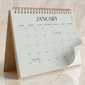 lot 6215 image: Aesthetic Desk Calendar 2026-2027 - Runs from January 2026 until July 2027 - Beautiful Small 26-27 Flip Desktop Calendar for Easy Organizing
