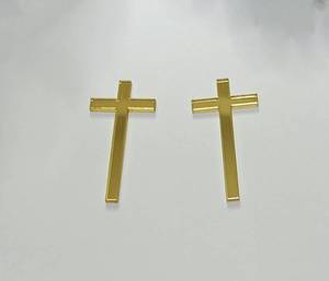 lot 6233 image: XIAOYUE 12pcs of Cross Cake Charm,Baptism Cake Topper,Slim Acrylic Cross Christening Baptism Confirmation, Acrylic Cross Cake decoration (3, Gold Mirror)