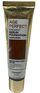 lot 6241 image: LOreal Paris Age Perfect Radiant Serum Foundation SPF 50 - Mahogany 145