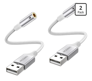 lot 6249 image: MOSWAG USB to 3.5mm Audio Jack Adapter Cable 2 pack