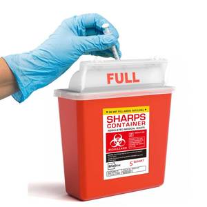 lot 6273 image: Sharps Container Small - Sharps Containers for Home Use and Labs - Portable Needle Disposal and Travel Size Biohazard Bin - (5 Quart, 1 Count)