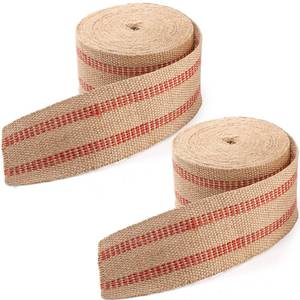 lot 6277 image: Frcctre 2 Pack Craft Jute Webbing Tape, 3.5 Inches X 10 Yards Natural Burlap Fabric Jute Webbing Ribbon, Upholstery Brown Ribbon with Red Stripes for Crafts Decorations Chair Repair