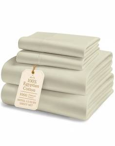 lot 6281 image: 100% Egyptian Cotton Queen Size Sheets, Premium 1000 Thread Count Sheets, 15 Deep Pocket Queen Sheet Set, Silky Sateen Weave, Breathable & Fade Resistant, Soft Luxury Bedding For Holiday Home -Linen