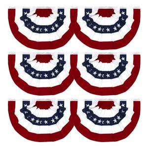 lot 6282 image: Flaglink 1.5x3Ft American Pleated Fan Flag Width Approx 90cm - US Patriotic Half Fan Bunting Flag 6 PACK - Retail $30
