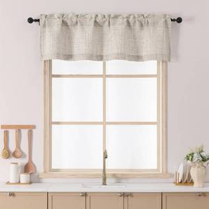 lot 6290 image: Chyhomenyc Valance for Windows - Light Filtering Faux Linen Textured Small Kitchen Window Curtains Over Sink, Rod Pocket Short Valance for Living Room Bathroom, 52Wx14L Inch, 1 piece, Linen Color