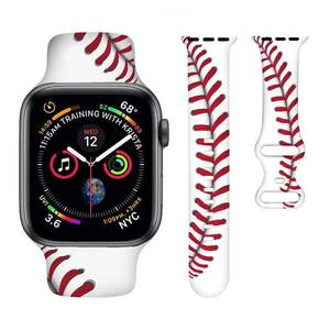 lot 6296 image: Baseball Watch Band Sports Smartwatch bands Compatible with Watch 42mm 44mm 45mm Soft Silicone Strap Replacement for Series 10987654321SE