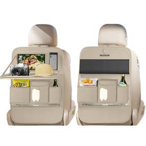 lot 6300 image: XDV Car Seat Organizers,Multi-functional Back Seat Protectors, Storage Pouches, and Tray Holders (for Cars, Kids, Seat Back and Rear Seats) (Plain Beige, 2 Pcs)
