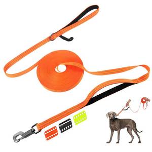 lot 6302 image: Fida Long Leash for Dogs with Traffic Handle,30ft 50ft Long Dog Leash Reflective Puppy Obedience Recall Training Agility Lead Soft Padded Design for Small Medium Large Breeds(50ft,Orange)