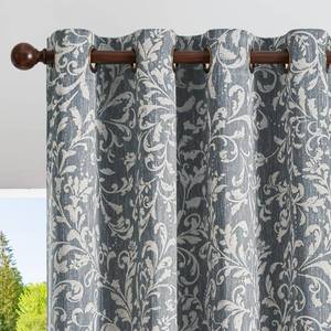 lot 6309 image: jinchan Blackout Curtains for Bedroom, Blue Scroll Floral Patterned Curtains 72 Inch Length for Living Room, Farmhouse Vintage Art Deco Drapes, Thermal Insulated Window Curtains Grommet 2 Panels
