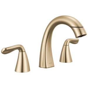 lot 6317 image: Delta Arvo Brushed Gold Bathroom Faucet with Sprayer, 8 Inch 3 Hole Widespread Bathroom Sink Faucet with Pull Out Sprayer, Push-Pop Drain, Champagne Bronze 35840LF-CZPD
